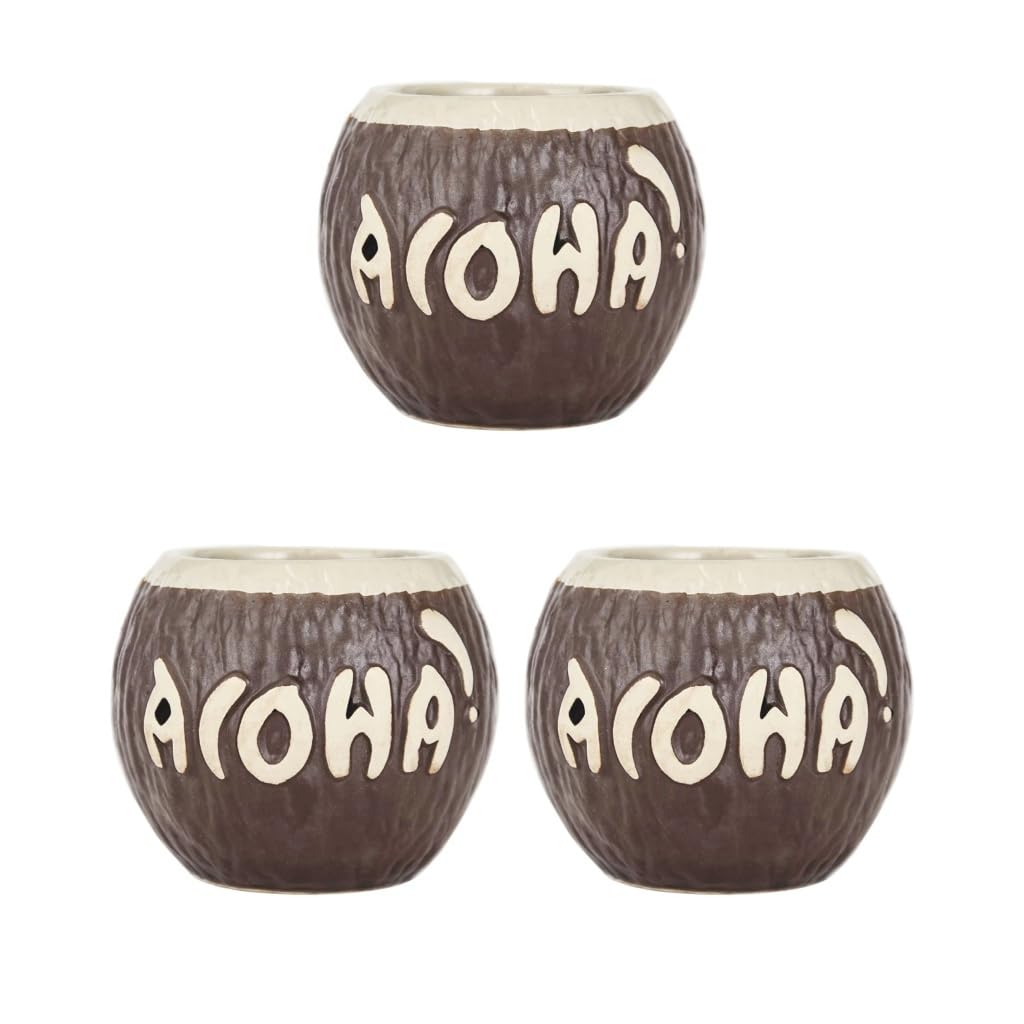 Set di 3 tazze in porcellana a forma di cocco, 400 ml, per birra, bevande, vino