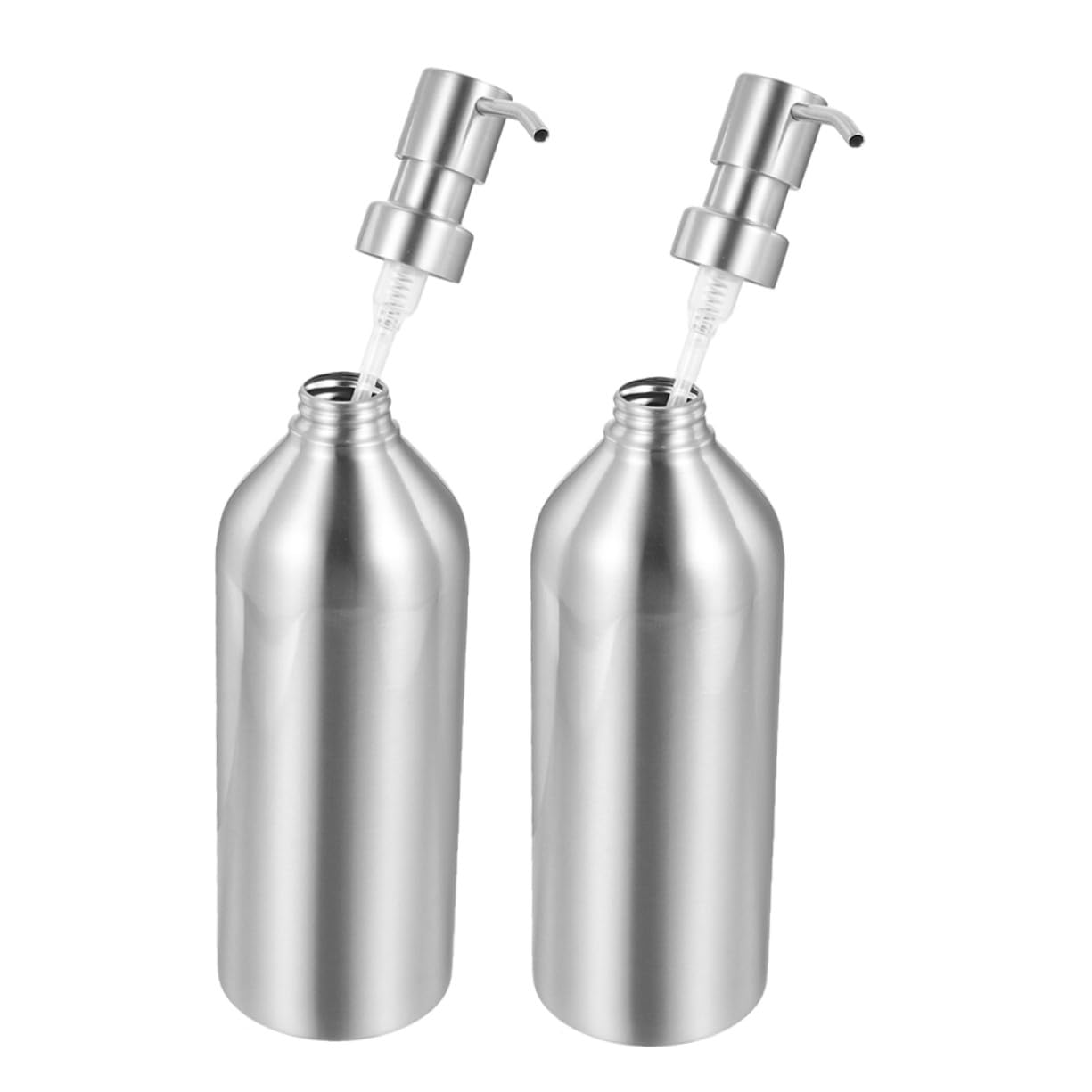 Hemobllo 2 pezzi Dispenser Sapone Acciaio Inossidabile Pompa Manuale Ricaricabile per Shampoo e Bagnoschiuma Bottiglia Elegante e Resistente per Bagno Casa e Hotel