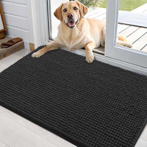 Image of OLANLY Dog Door Mat for Muddy Paws 36x24, Absorbent Chenille Mud Doormat