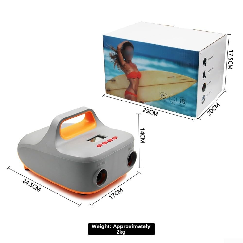 Honseadek Pompe à air électrique pour planche à pagaie, gonflable haute pression 12 V | Pompe jusqu'à 20 psi, booster portable rapide pour kayak, planche de surf, radeau et bateau avec 3 buses