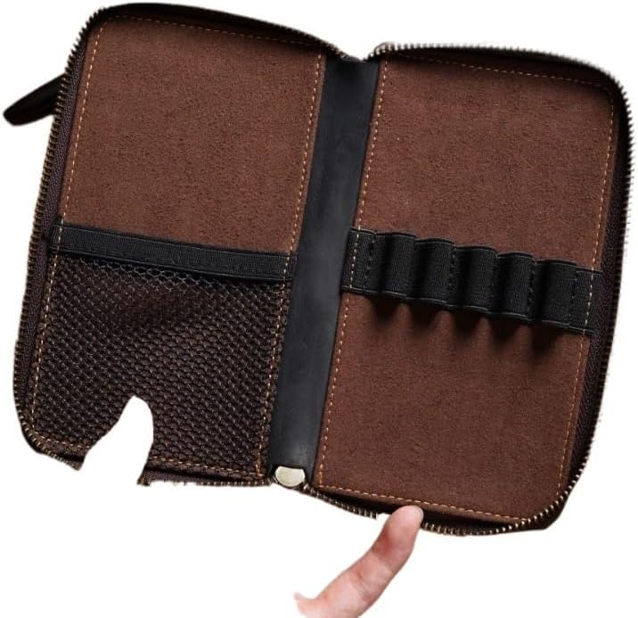 Miniatura 3 de Estuche Retro Con Cremallera Para Bolígrafos, Estuche De Lápices De Cuero De Vaca Para Estudiantes Escolares, Bolsa De Lápices Para Hombres Con