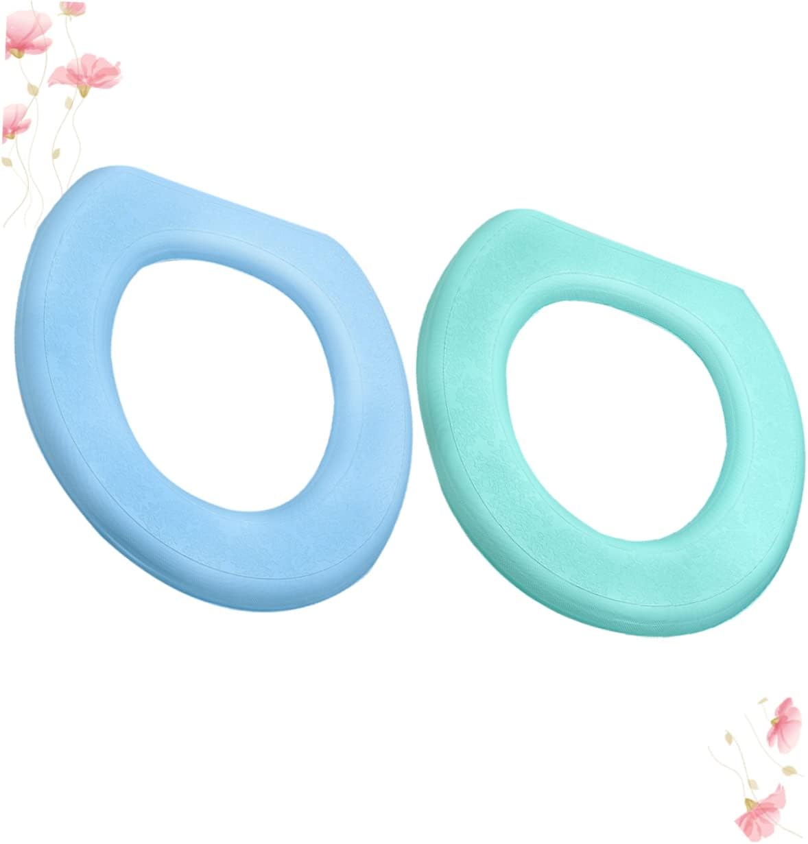 WOONEKY 2pcs Eva O-Shaped Toilet Seat Pads Thick Cover for Comfortable Use for Home Bathrooms Green Blue Soft and Practical for Everyone
