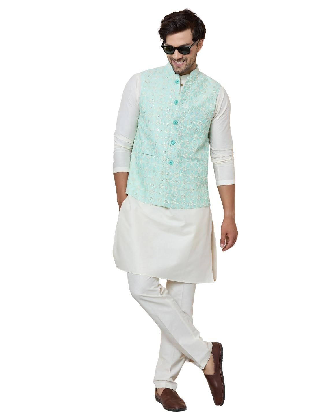 see designs Men's Mandarin Collar Sequin Embroidered Nehru Jacket-picture-20