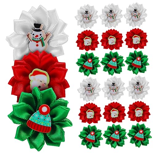 Abaodam 30Pcs Christmas Dog Hair Bows with Rubber Bands Vibrant Pet Ornaments for Dogs and Cats Cute Accessories for Festive Occasions Soft Material