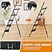 JungleA Step Ladder 4 Step Folding with Tool Tray, Wide Non-Slip Pedal and Sturdy Steel Construction Step Stool, 330 lbs Portable Ladders for Home, Attic, Office & Garage, Black