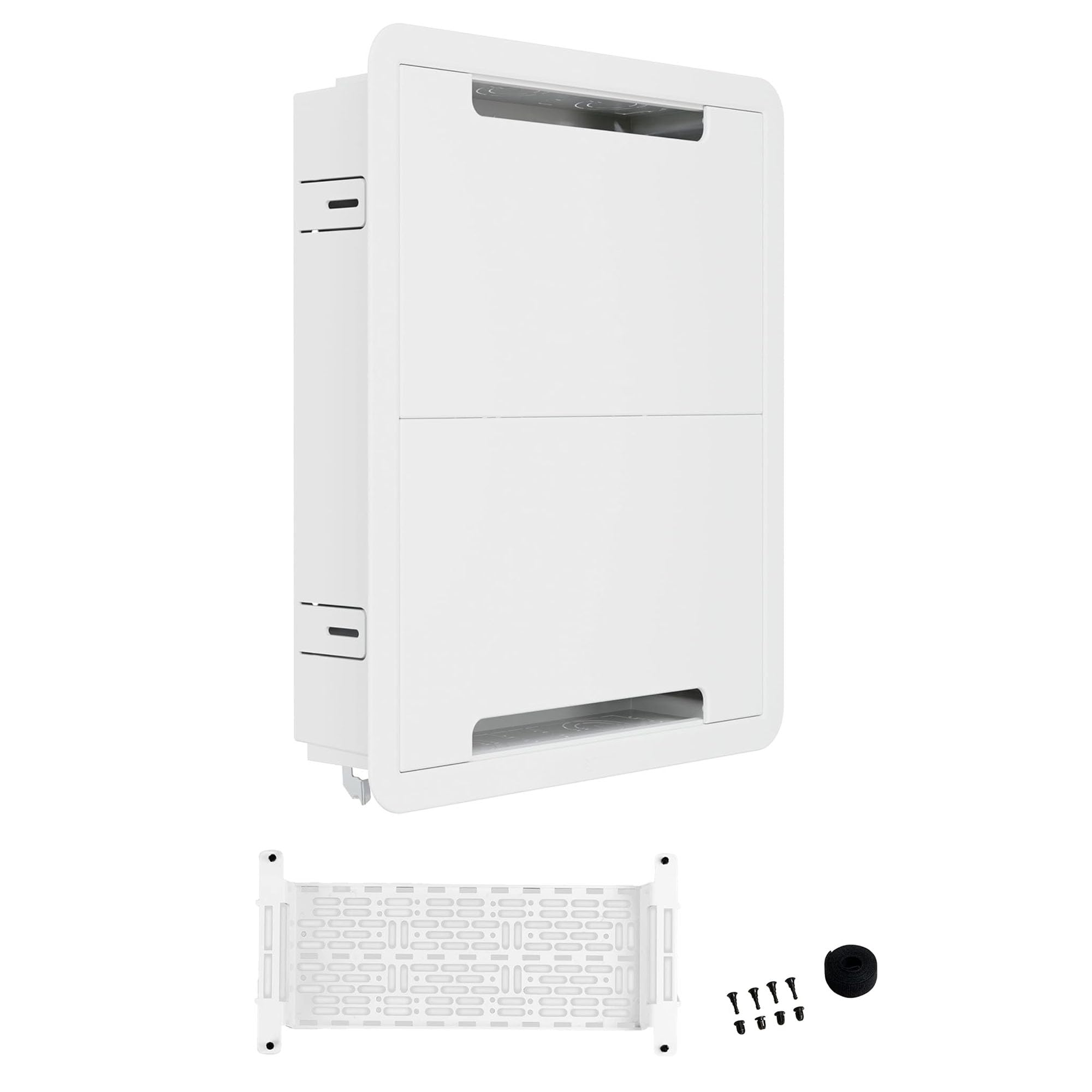 On-Q Legrand ENP1705NAV1 - Recinto Multimedia de 17 Pulgadas, Organizador de Cables de Pared, Panel de Red doméstica de Doble propósito para Almacenamiento de Dispositivos, Caja Multimedia, Blanco,