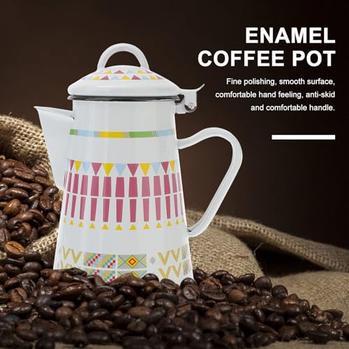 Cafetera esmaltada de 0.8l con mango cómodo y un diseño étnico elegante 5