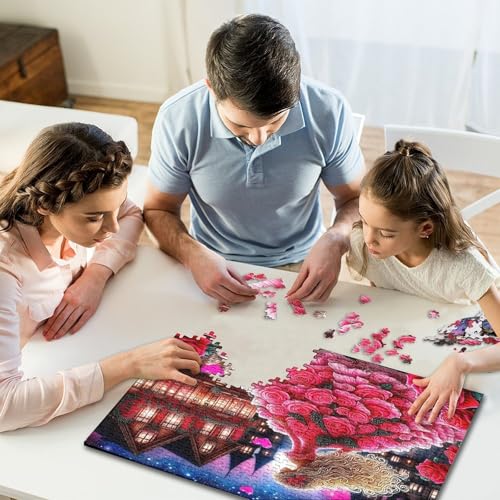 Puzzle de 1000 piezas con corte preciso de cartón de 70x50 cm de la hermosa casa rosa 6