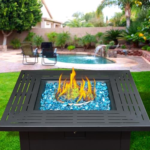 vchin Caribbean Blue Firepit Glass Rocks 20 Pounds, 1 Inch Diamond Fire Stones for Propane Fire Pit, Fireplace and Outdoor Decorative, High Luster Glass Beads by vchin - Image 6