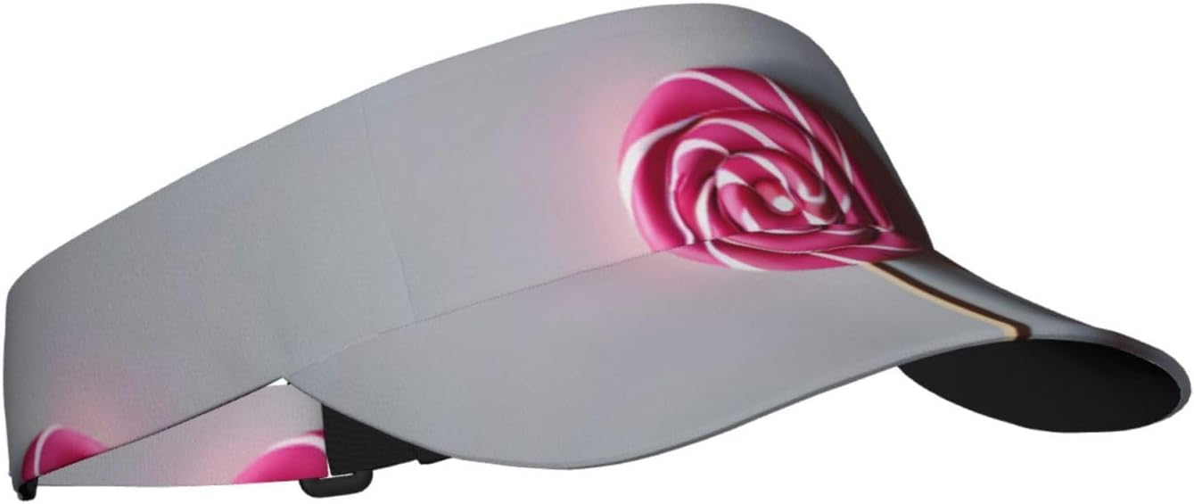 Lollipop Print Sports Sun Visor Hats Adjustable Running Golf Tennis Sun Cap for Women Men Black