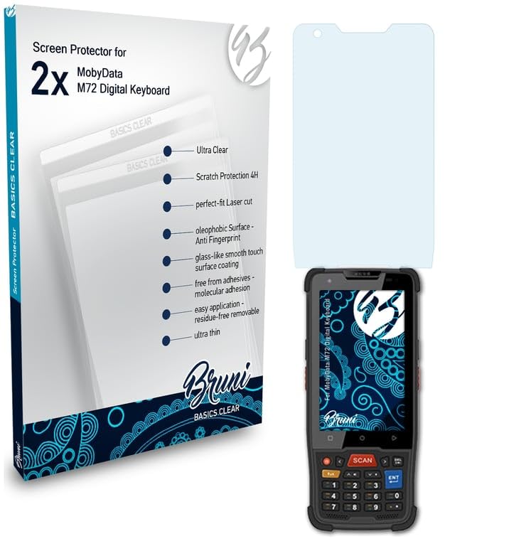 Bruni Screen Protector compatible with MobyData M72 Digital Keyboard Protector Film, crystal clear Protective Film (2X)