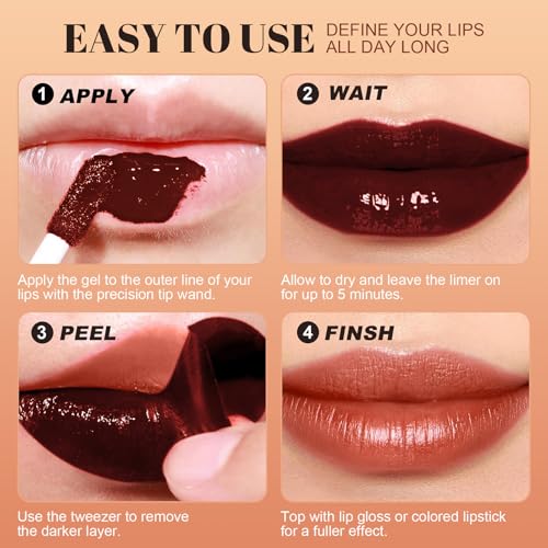 Image of Lip Stain - Long Wear Tattoo Lip Liner, Waterproof & Transfer-proof Peel Off Lip Stain with Matte Finish, Lip Tint For All Skin Types, Gifts for Women(Nude)