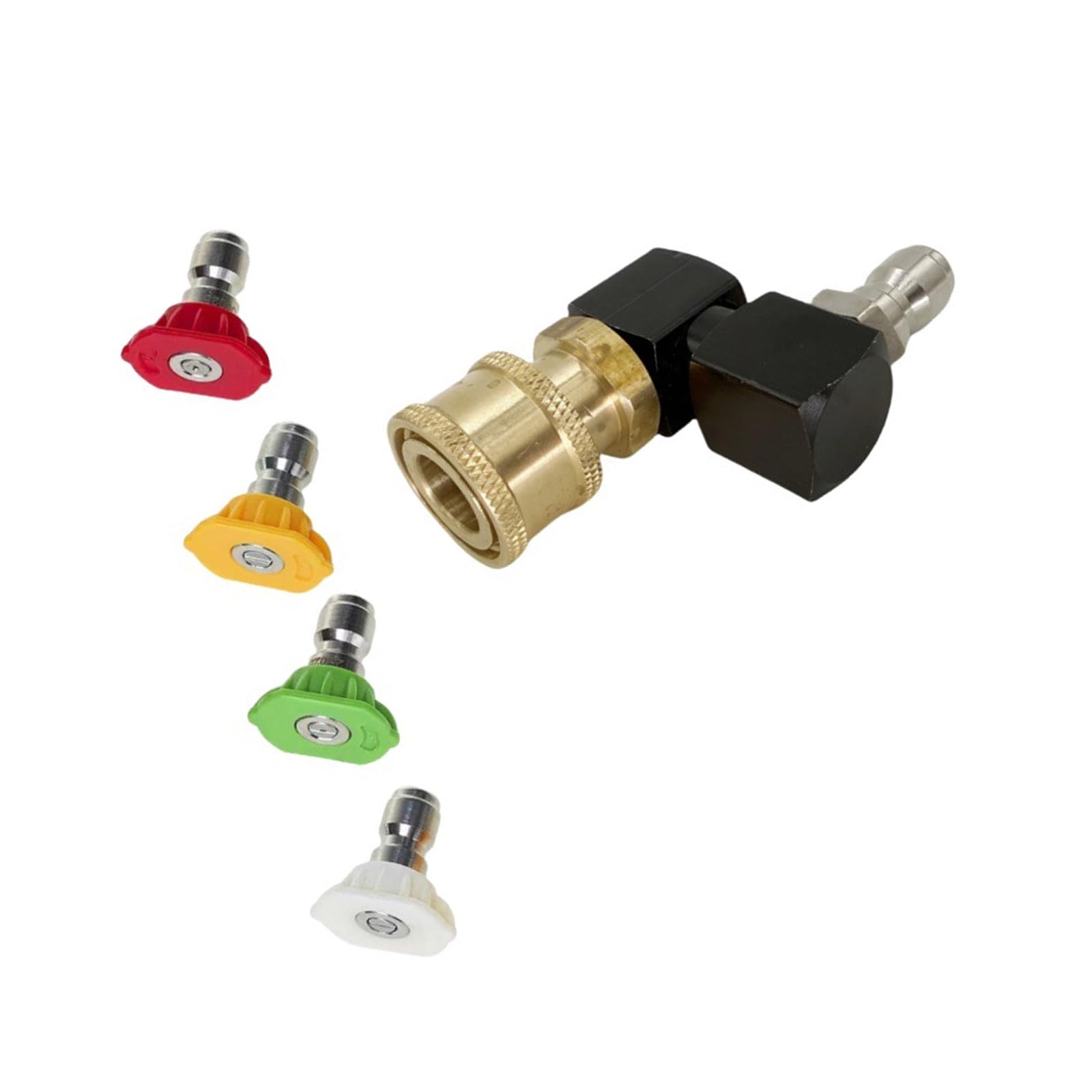 Carotoe Black 360Degree Rotation High Pressure Washer Quick Connecting Adaptor Fitting With 4Sprayer Tip (0° / 15° / 25° / 40°) For Cleaning High Pressure Washer
