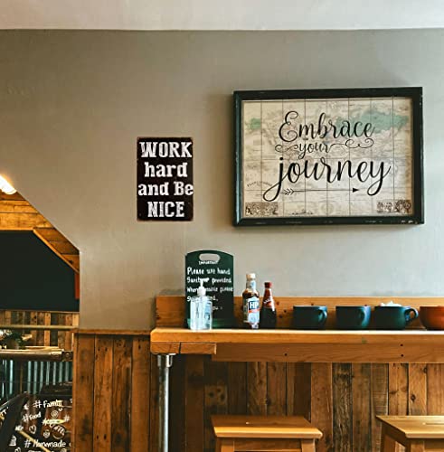 Erlood Work Hard And Be Nice Vintage Funny Dorm Room Home Decor Tin Sign Retro Metal Bar Pub Poster 8 X 12 #TOP6
