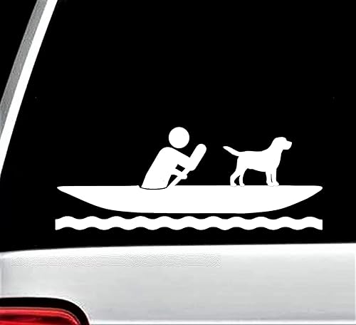 Miniatura 5 de Guy Kayaking with Dog Kayak Decal Sticker for Car Window BG 690