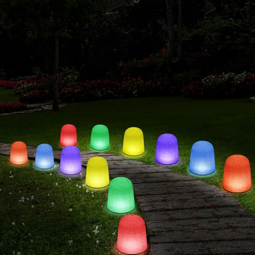 WILLBOND 12 8 Christmas Gumdrop Pathway Lights - Walkway Colorful Sugar Coated with LED C9 Bulbs Outdoor Decoration for Winter Holiday Lawn Yard & Garden (12 in 1 Pastel)