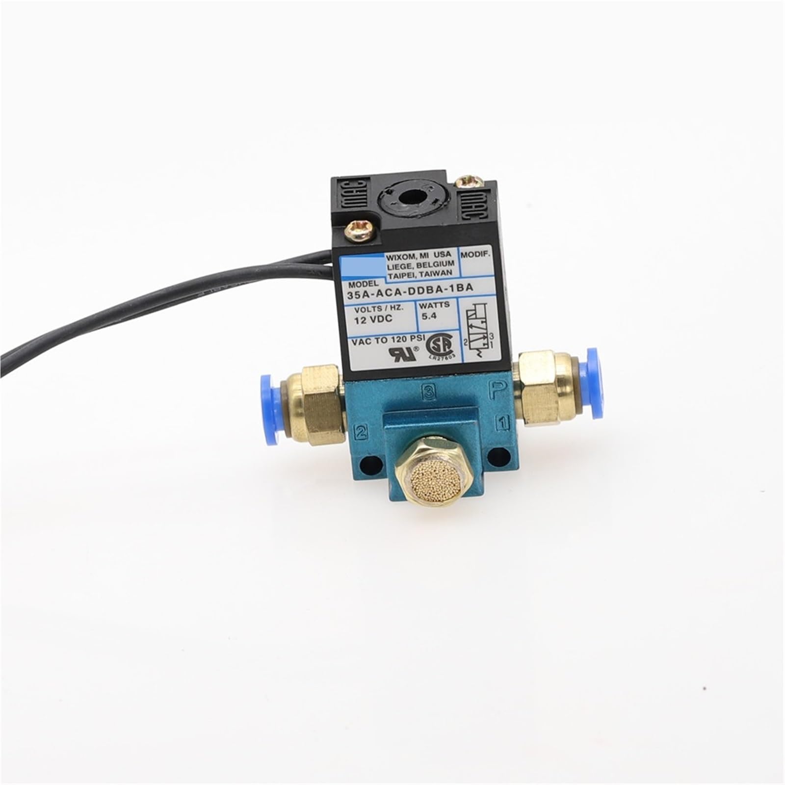 Électrovanne 3 voies haut rendement 35A-ACA-DDBA-1BA avec composants laiton et raccords 6mm