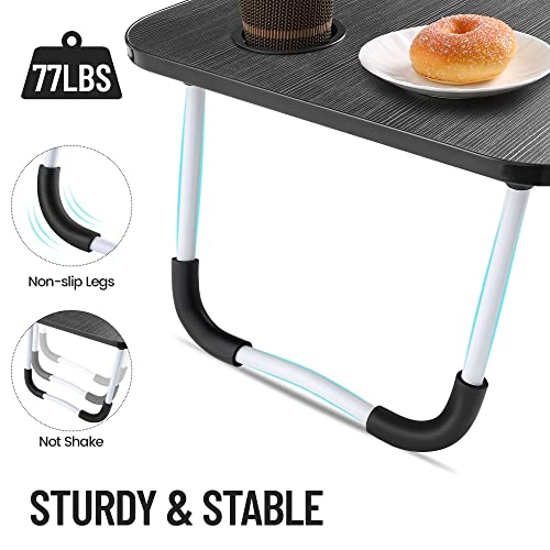 VLikeze-Scrivania-per-Laptop-Tavolo-Pieghevole-per-Computer-Portatile-Vassoio-per-la-Colazione-Supporto-per-Letto-per-Divano-Letto-Terrazza-Balcone-Giardino-Nero