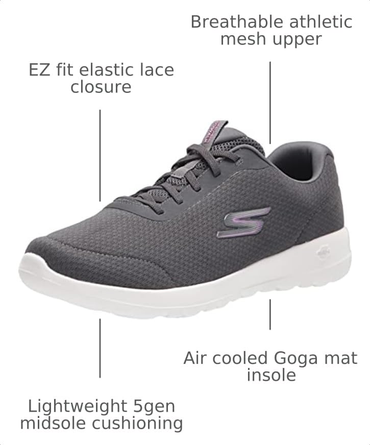 Image of Skechers Women's Go Walk Joy Ecstatic Sneaker | Air-Cooled Goga Mat Insole, 5GEN Cushioned Midsole, Machine Washable, Vegan, Elastic Bungee Laces