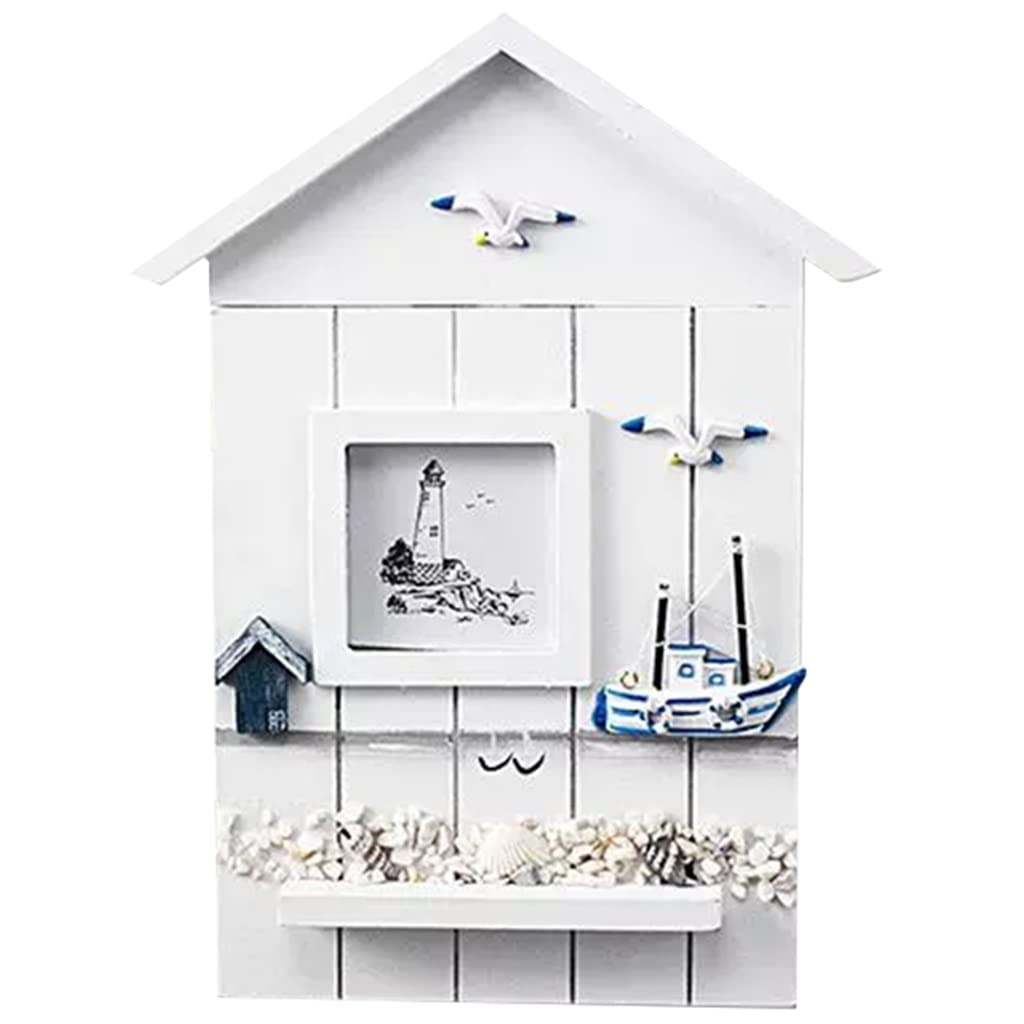 Sdfdcgjsr White B Key Storage Cabinet, Small Creative Mediterranean Style Decoration Key Cabinet, Home Wall-Mounted Management