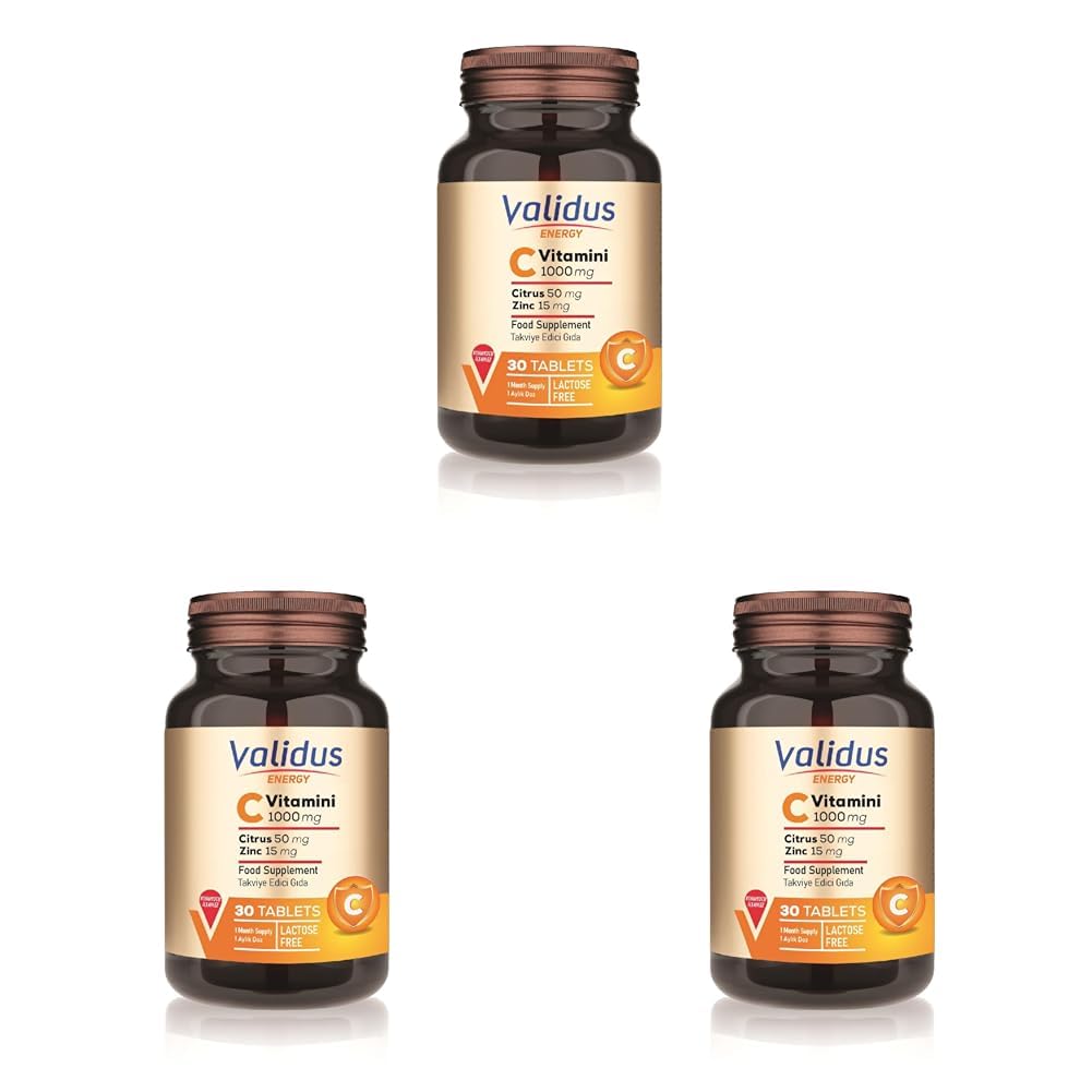 Validus Vitamin C 1000 Mg + Citrus + Zinc 30 Tablets (3 paketi)
