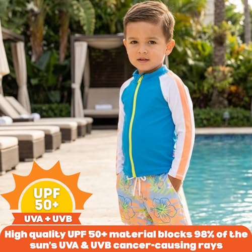 Image of SwimZip Boys' Long Sleeve Rash Guard & Swim Shorts Set - UPF 50+ Sun Protection
