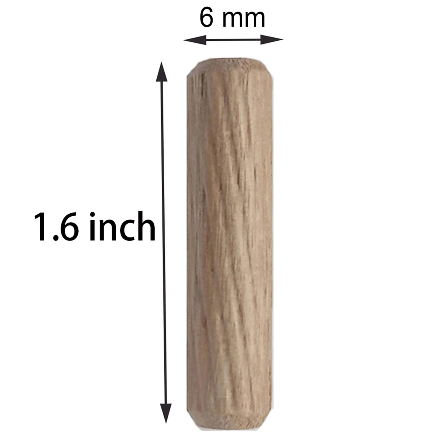 Wooden Dowel Pins 6mm x 40mm Fluted Wood Dowels Rods, Approx 1/4 x 1.6 inch, Made of Hardwood, 200 Pcs 1