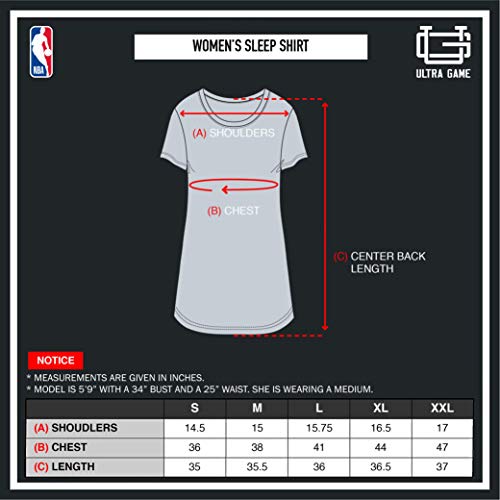 Ultra Game NBA Philadelphia 76ers Womens Super Soft Sleepwear Pajama Loungewear Tee Shirt Nightgown, Heather Gray, Medium