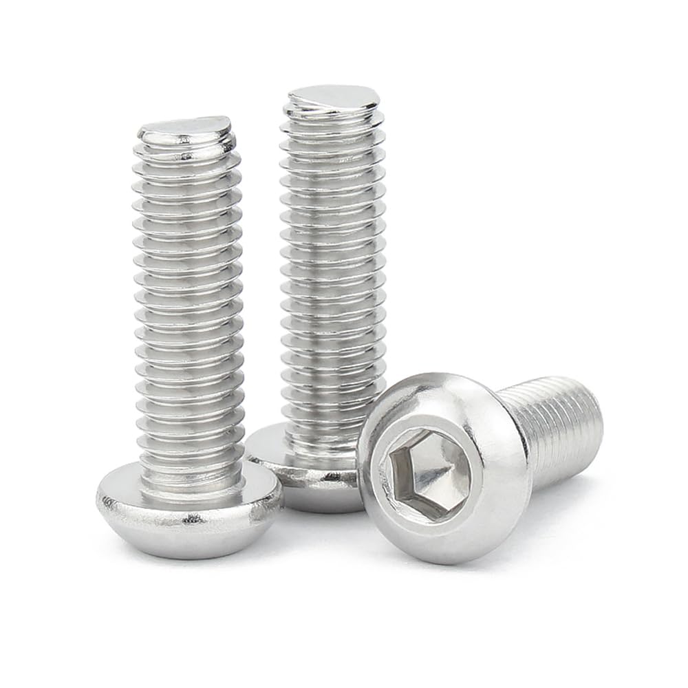 M8 Screws,M8-1.25x25mm Button Head Socket Cap Screw and Bolt, Stainless Steel Screws,Allen Hex Drive,Full Thread,Bright Finish,Coarse Thread 20Pcs