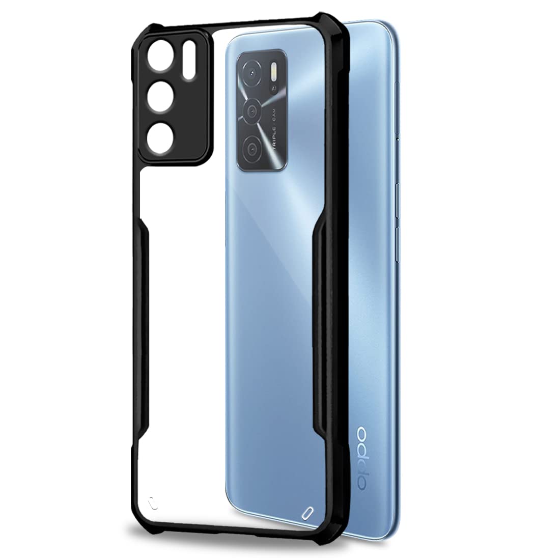 Fashionury ?TPU+Plastic Shockproof Crystal Clear Oppo A16 Back Cover Case | 360 Degree Protection | Protective Design | Transparent Back Cover Case for Oppo A16 (Black Bumper) (B0BSFP8KT6) Amazon Price History, Amazon Price Tracker