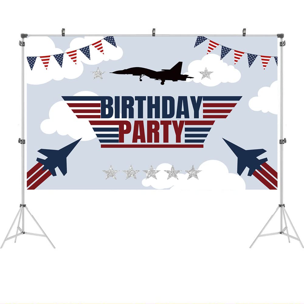 Fighter Pilot 1st Birthday Banner - Blue Red Glitter 'Top One' Rectangular Banner, 3ft X 4ft, DIY String - View #4