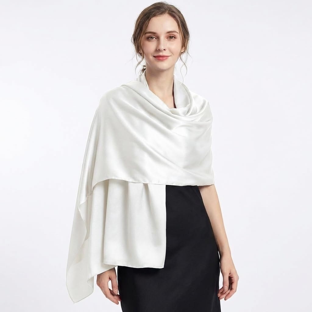 Long Silk Feeling Satin Scarf Smooth Lightweight Sunscreen Satin Shawls Wrap Headscarf for Women