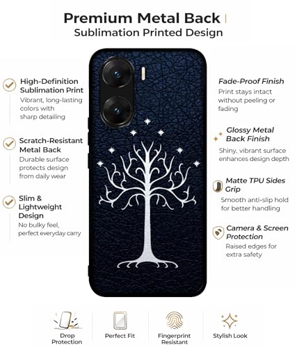 Image of Magic Tree Pattern Design Premium 2D Printed Metal Back Case Cover for Vivo V29E 5G