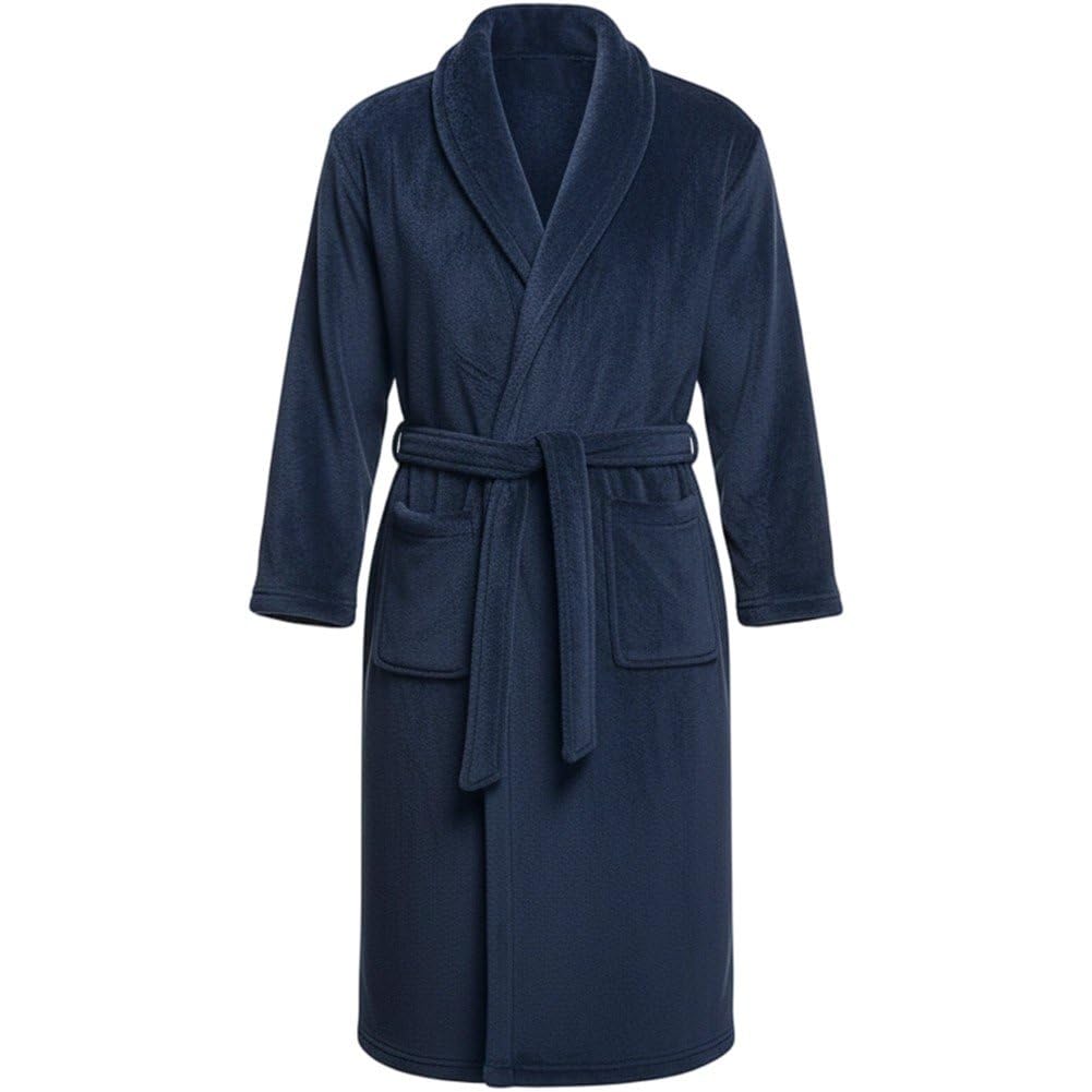 Batas de baño de franela para hombre: ropa de dormir de invierno y abrigo de felpa