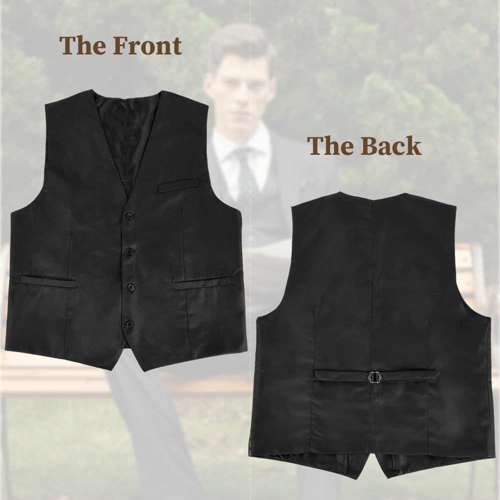 Chaleco Formal Hombres, Chaleco Vestir Hombre Negro con Bolsillo, Chaleco Traje Hombre de Elegante, Boda Fiesta Negocio