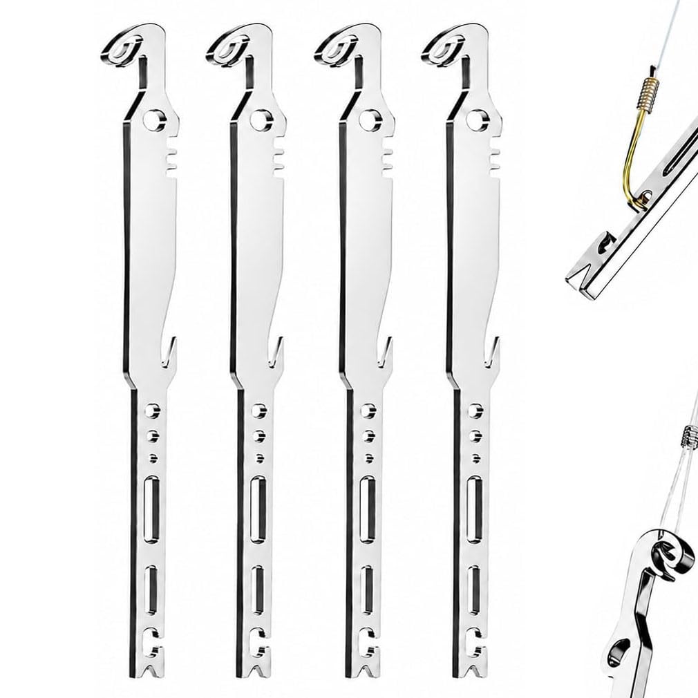 6-in-1 Stainless Steel Fishing Multi Tool Hook Remover and Knot Tyer，4PCS