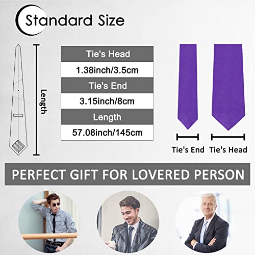 Image of Luckyvestir Mens Tie Solid Satin Neck Ties 3.15'' Formal Necktie for Wedding Business Christmas Father's Valentine's Day Gift