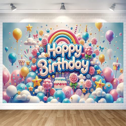 Fondo para cumpleaños colorido 70.8 x 47.2 pulgadas miniatura 1