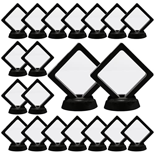 Szehap Set of 20 Pcs 3D Floating Display Case, 2.75 x 2.75 x 0.8 Inch Black Coin Display Frame Stand Holder for Challenge Coins, Medallions, Jewelry, Specimen