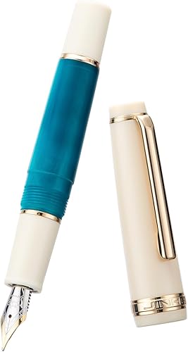 Miniatura 8 de Jinhao 82 Mini pluma estilográfica acrílica, punta mediana iridio con convertidor de tinta, mini bolígrafo de viaje azul pavo real de bolsillo corto