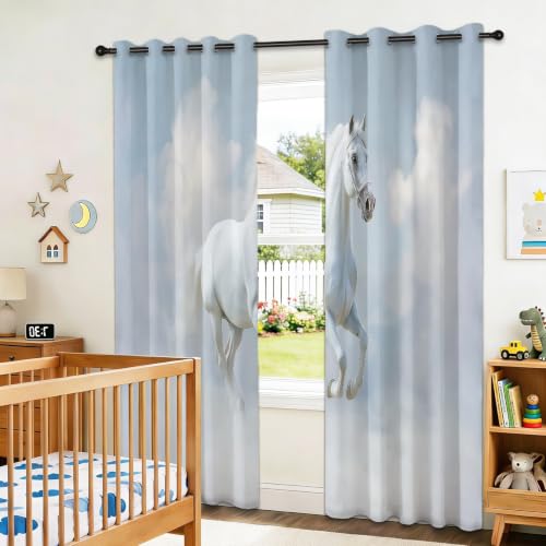 Rideaux occultants chevaux 75x166cm lot de 2 en polyester isolant - 5