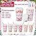 Jingmore 48 Sets 16oz Disposable Paper Coffee Cups with Lids Sleeves Straws Holiday Paper Drinking Cups Bulk for Hot Cold Beverages Home Business Cafe Birthday Party Supplies (Pink Christmas)