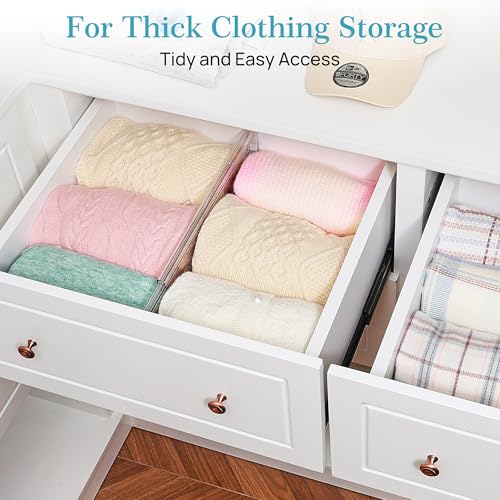 Vtopmart 8 Pack Drawer Dividers for Clothes, 6" High 12.8"-22.3" Adjustable Expandable Dresser Drawer Organizer, Clear Plastic Separators for Dresser, Baby Clothing, Underwear, Cosmetic, Toiletries - Image 4