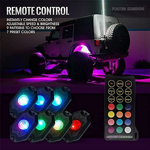 Forten Kingdom 6pcs LED Rock Light Car Underglow Lights With App And Remote Control RGB Color Light Pods For Off Road Cars ATV UTV