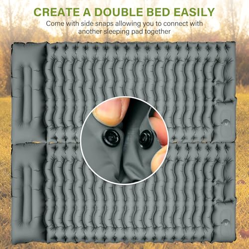 Image of FUN PAC Camping Sleeping Pad with Pillow Built-in Foot Pump Inflatable Sleeping Pads Compact for Camping Backpacking Hiking Traveling - Gray