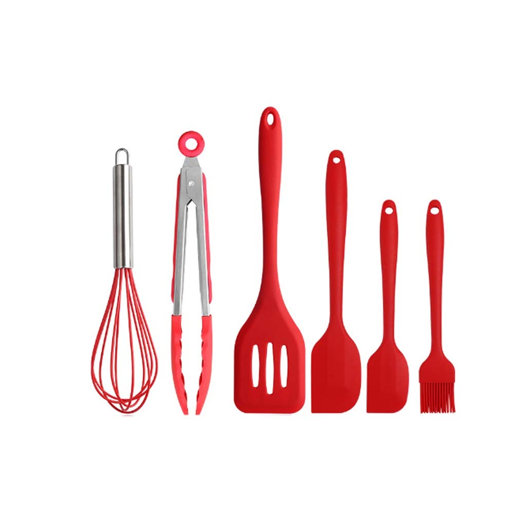 Juego de Utensilios de Cocina de Silicona, Herramienta para Hornear, espátula de Silicona, Cepillo para Aceite, batidor de Huevos, Cuchara de Cocina, espátula, 6 Piezas