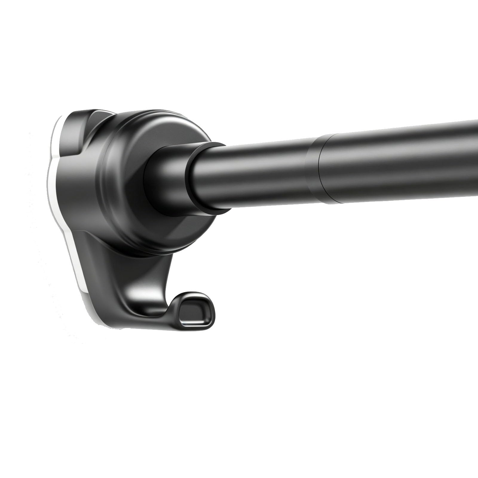 No drill curtain rods, closet rods for hanging clothes with Built-in Hooks, Anti-Slip End Caps for Bathroom Window Closet(Black,95-150cm/37-59in)