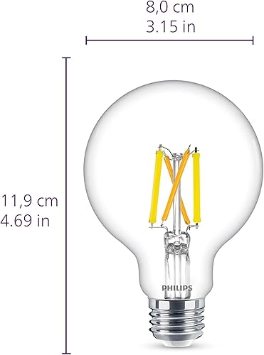 Miniatura 4 de Philips LED Bombillas LED G25 Ultra Definition, 500 lúmenes, bombilla regulable de 60 W sin parpadeo con tecnología EyeComfort, luz diurna (5000 K)