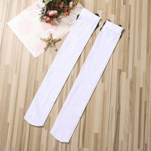 Image of Honganda Sexy Women's Thigh High Stockings, Over Knee Lace Top Sheer Stockings with Satin Bows Leg Thigh Socks for Women