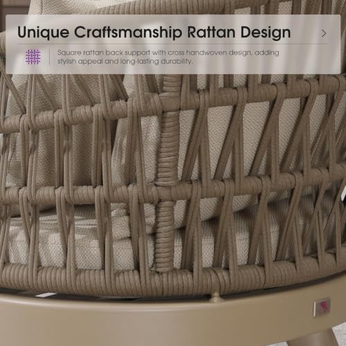Image of PURPLE LEAF Patio Chaise Lounge Chair with 2 Thick Pillows Champagne